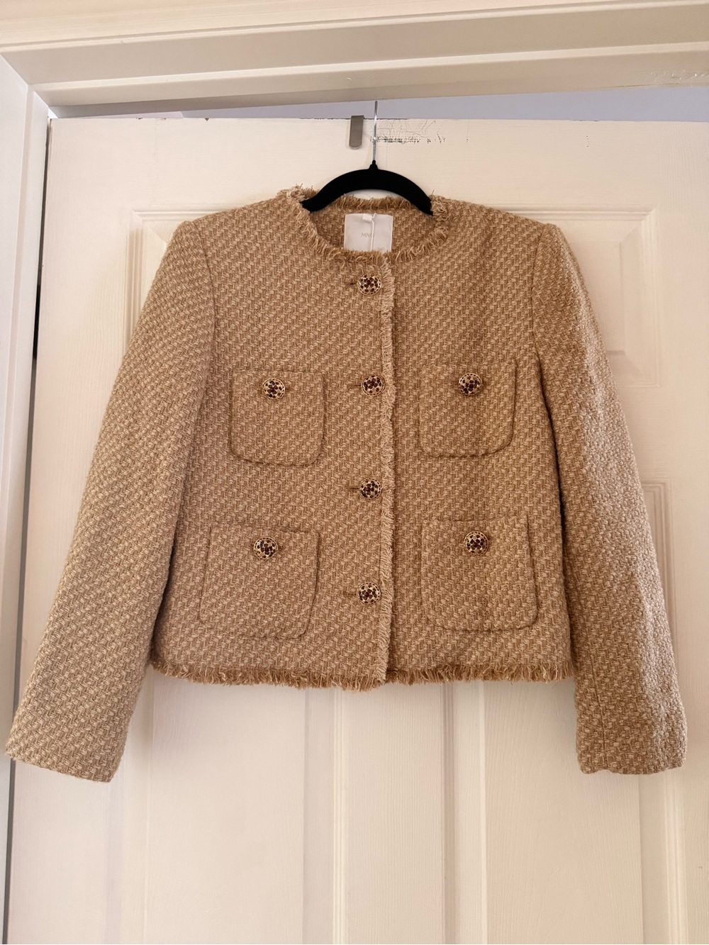 NEW! Mango - Pocket Tweed Jacket - Beige - Size M